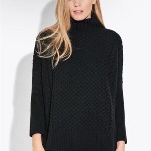 AYR Le Square Soft Black Cable Knit Sweater Extrafine Merino